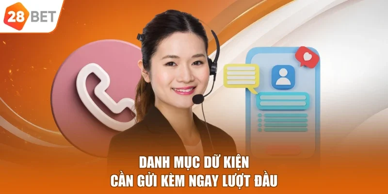 Danh mục dữ kiện cần gửi kèm ngay lượt đầu